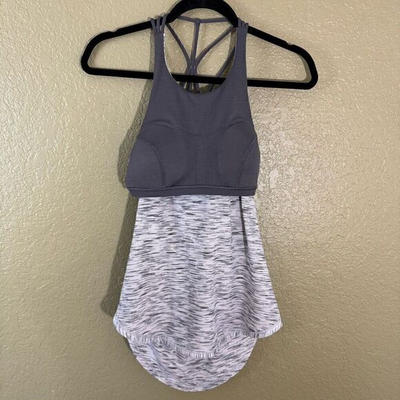 Lululemon Women's 4 Raise The Barre 2-in-1 Tank Space Dye Gray Black Athletic - Picture 5 of 6